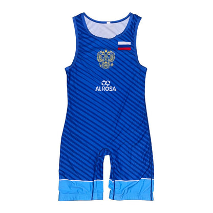 Russia Blue International Wrestling Singlet