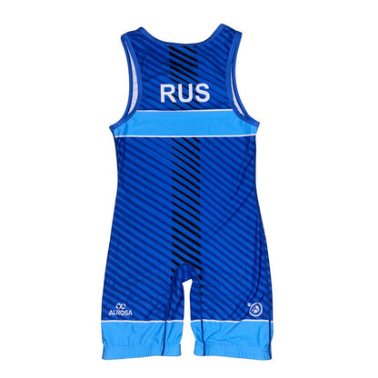Russia Blue International Wrestling Singlet