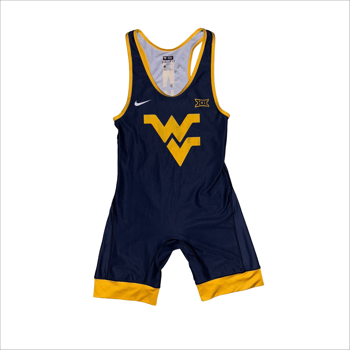 West Virginia team issued wrestling singlet, front