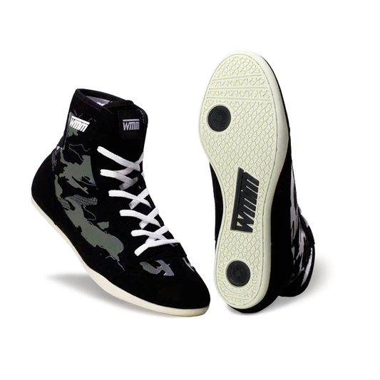 WMM Flex Black/Khaki wrestling shoes, pair with sole