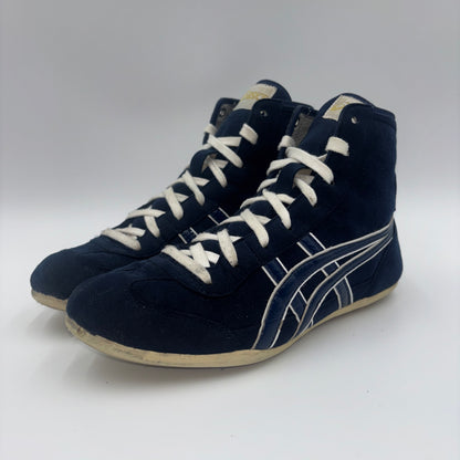 Asics Exeos OG wrestling shoes navy white, side profile