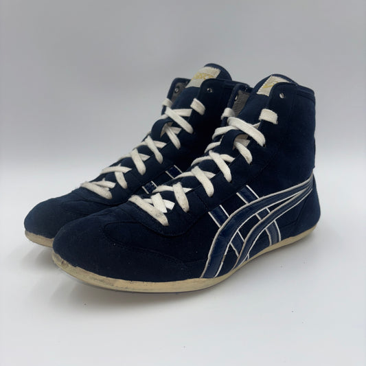 Asics Exeos OG wrestling shoes navy white, side profile
